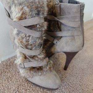 Fur Heeled Boots (Size 9)